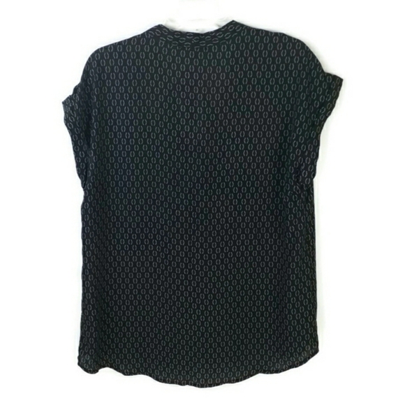 Pleione Black White Comma Print Short Cap Cuffed Dolman Sleeve Top Womens Medium - Picture 8 of 15